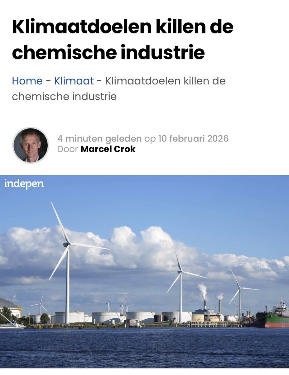 indepen_media's tweet photo. De Europese chemische industrie krimpt in recordtempo: fabrieken sluiten, investeringen stoppen, banen verdwijnen. De sector wijst terecht op hoge energieprijzen — maar blijft zwijgen over de hoofdoorzaak: een klimaatbeleid dat energie structureel duur maakt.

Zonder betaalbare energie geen industrie. Zonder industrie geen welvaart. Wanneer durven we dat eerlijk te zeggen? 

Verder lezen? Kijk dan op: https://t.co/le7nW1KDUS