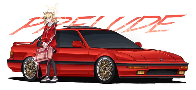 #私はこういう絵を描いています ブルアカのキャラと車だったりバイクだったりを描いてます!