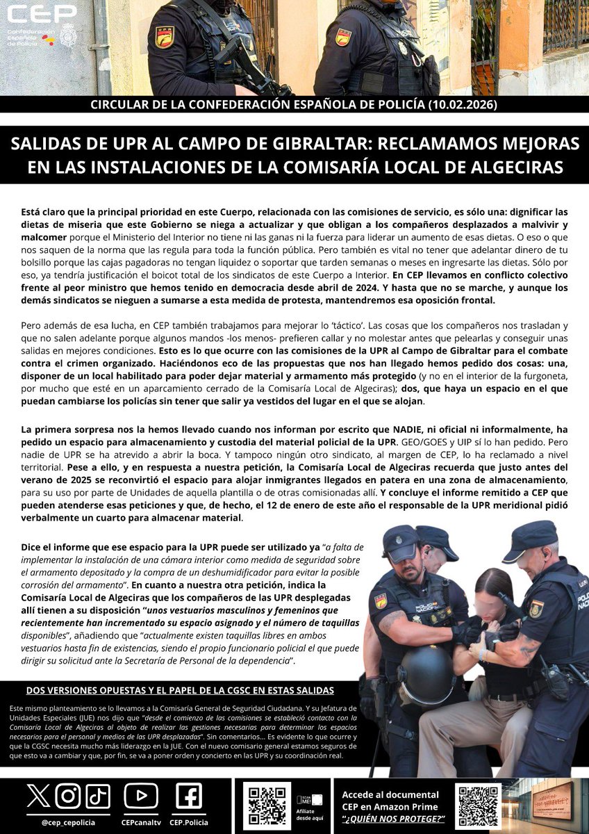👮🏻‍♂️👮🏻 ¿La prioridad (el escándalo) número uno?: las dietas de miseria de cualquier comisión de servicio en la Policía. Pero más allá de eso también hay que mejorar las condiciones de las salidas de unidades como la #UPR al Campo de Gibraltar. En <a href="/cep_cepolicia/">CEP</a> estamos en eso 👇🏻👇🏻