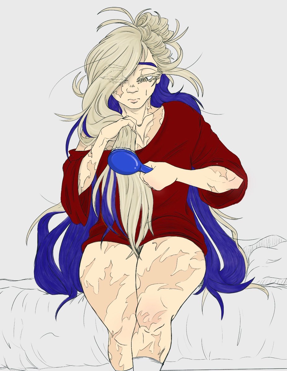 HootinAfterDark's tweet photo. Trying out some new brushes, have a Tamsey brushing his hair cus I know it takes forever.

(I decided I liked the line art too much not to post lol) https://t.co/cymRIDBnU3