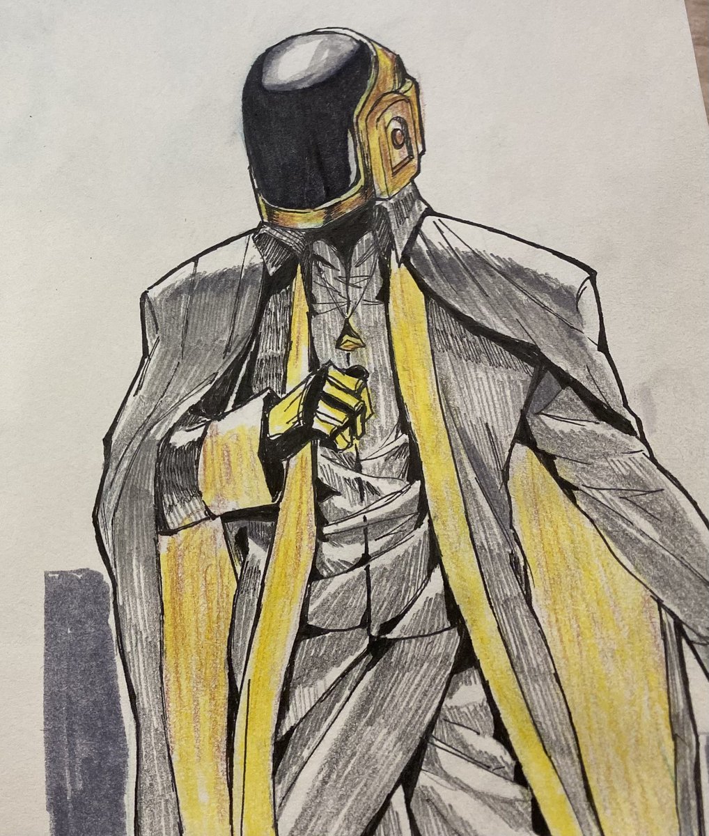 itsmeLB15's tweet photo. Had some time to draw tradi art, so i drew the birthday guy!! #DaftPunk https://t.co/PcKXZ3dhqc