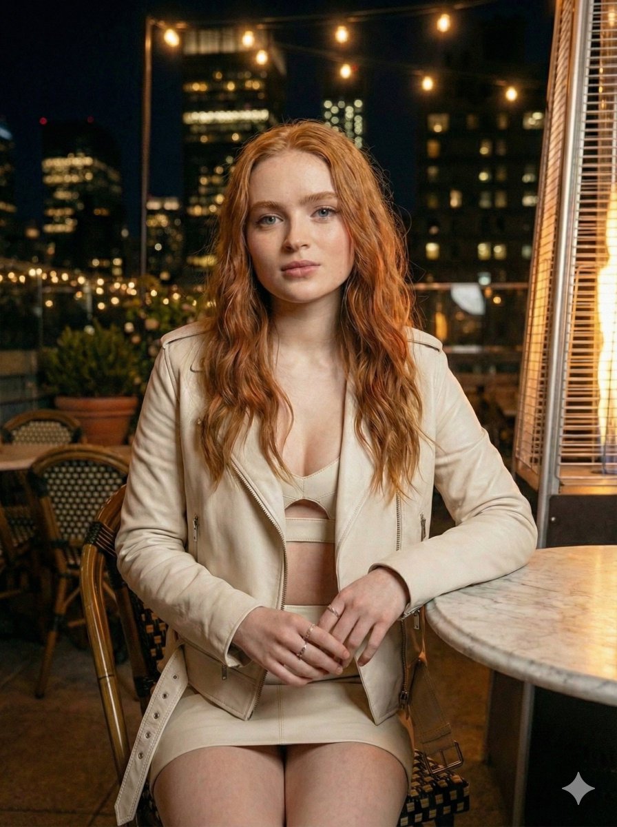 Xmira_belle's tweet image. Gemini Nano Banana Pro

Sadie sink, a vision in every night ✨

Prompt :

[
  {
    "subject": {
      "person": "Woman (Sadie Sink)",
      "hair_color": "Red",
      "hair_style": "Long, wavy, voluminous",
      "eye_color": "Blue",
      "expression": "Looking up and slightly…