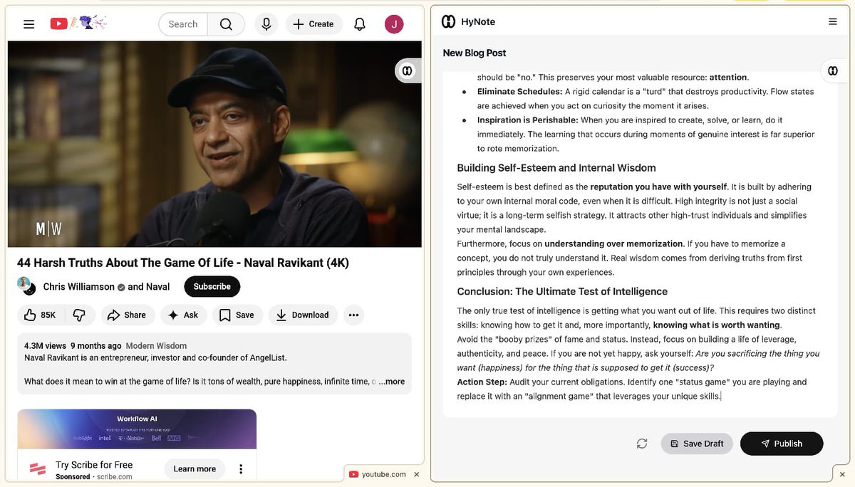 choyamymuna's tweet photo. The shortest path from Idea to Published Blog?
No code required. Just feed in:
• Audio files
• PDFs
• YouTube links
• Websites
Turn your raw input into a polished read in seconds with @HyNote_ai. ✍️
Start shipping: https://t.co/NRrQgn7hMk
#HyNote #HyNotePublish #ContentCreation #MarketingAutomation #BloggingTips
