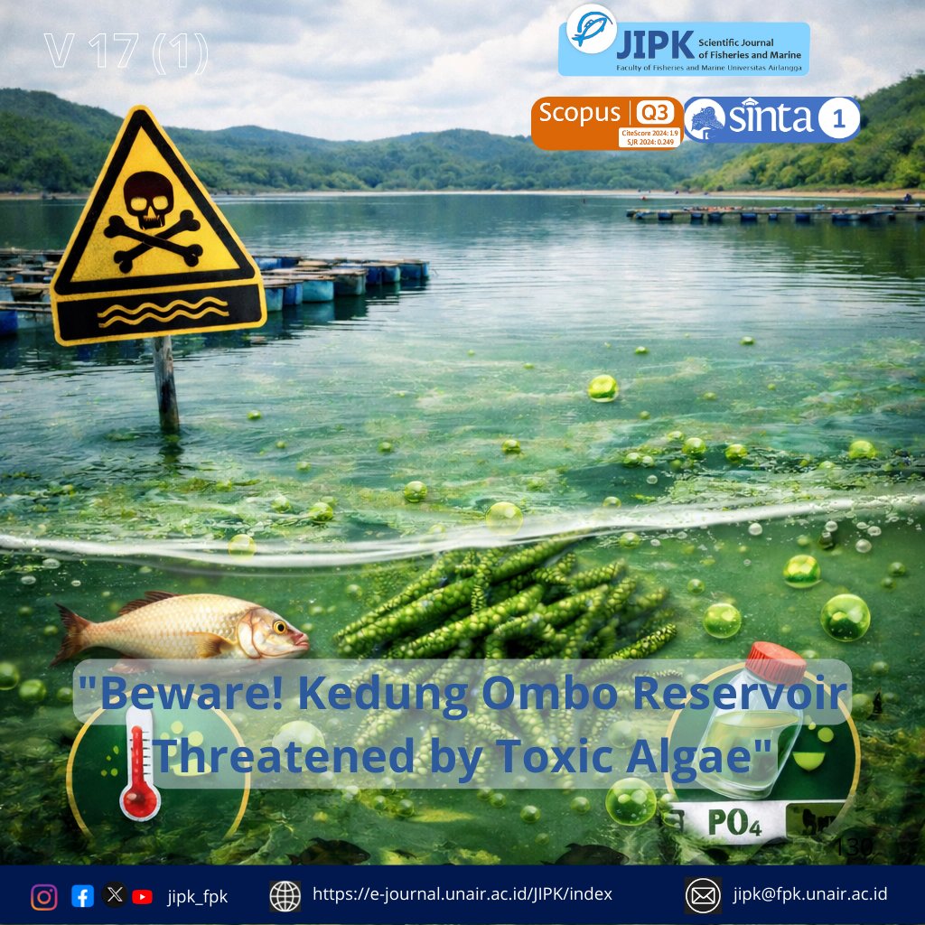 jipk19's tweet photo. "Beware! Kedung Ombo Reservoir Threatened by Toxic Algae"

Highlight Research
01. Six harmful algal species were identified, with Aphanizomenon sp.
More interested, please visit this link :
https://t.co/eBOLnDOymm
#fpkunair
#jipk
#scopusjournal
#journal
#fpk
#unair
#jipkscopus https://t.co/4aGskakXca