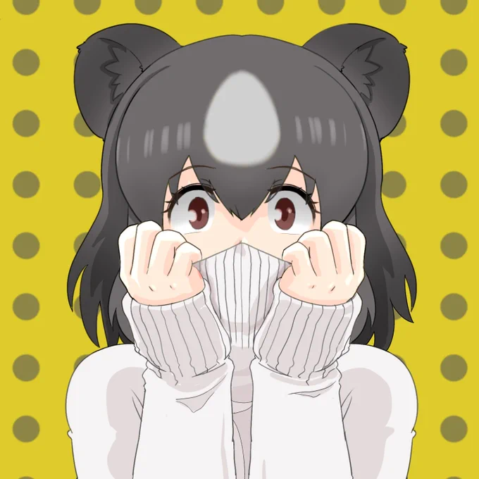 #みんなで描くけもフレ記念日絵 #けものフレンズ 今日は「ニットの日」とのことで YAWARAのOP的なヒグマさん ニットといえばこれを思い出す( 'ω`)