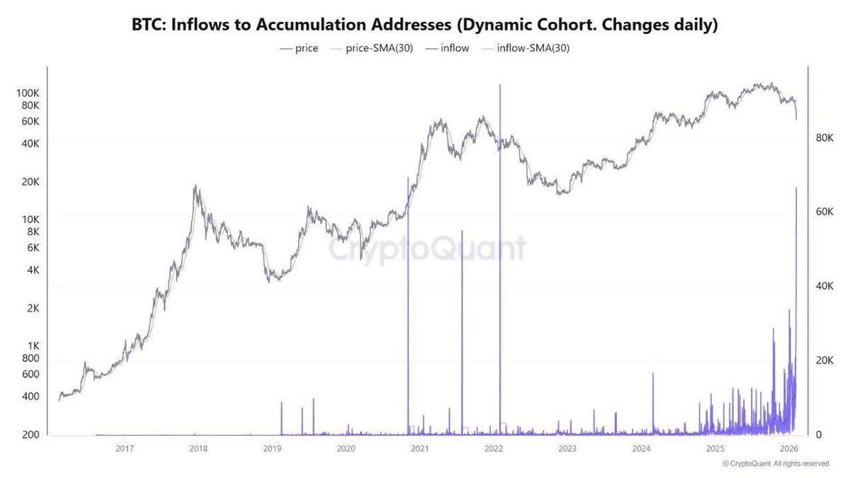 bitirium's tweet photo. Whales vs Retail in Ethereum

Despite ETH’s sharp drop, inflows to accumulation addresses are rising.
Whales are buying, while retail is selling.

📊 A classic weak hands → strong hands transfer during market stress.

🔍 Full analysis available in our Discord server.