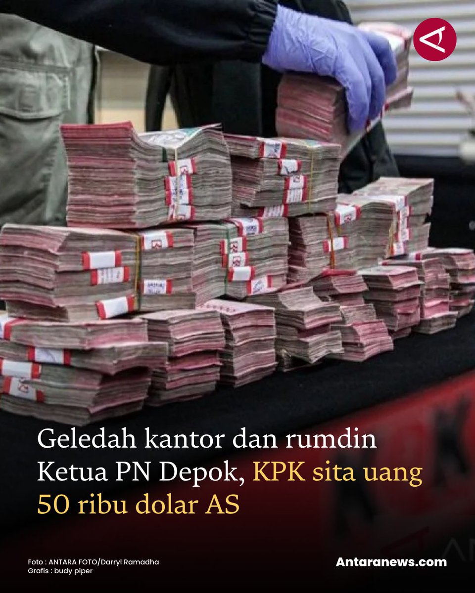 antaranews's tweet image. "Dalam penggeledahan tersebut, penyidik di antaranya mengamankan dan menyita beberapa dokumen terkait dengan perkara ini, serta uang tunai senilai 50 ribu dolar AS," ujar Juru Bicara KPK Budi Prasetyo

#kpk #korupsi #depok 
Baca selengkapnya 
m.antaranews.com/berita/5407902…