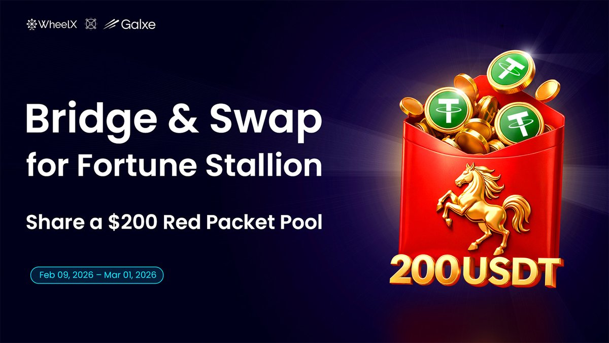 Lunar New Year (LNY) Campaign hosted by <a href="/GalxeQuest/">Galxe Quest</a> is now live!

Simply bridge or swap $5+ on WheelX for a chance to win from a $200 red packet pool. Kick off the new year and get moving! 🐎🧧

👉 app.galxe.com/quest/WheelX.f…