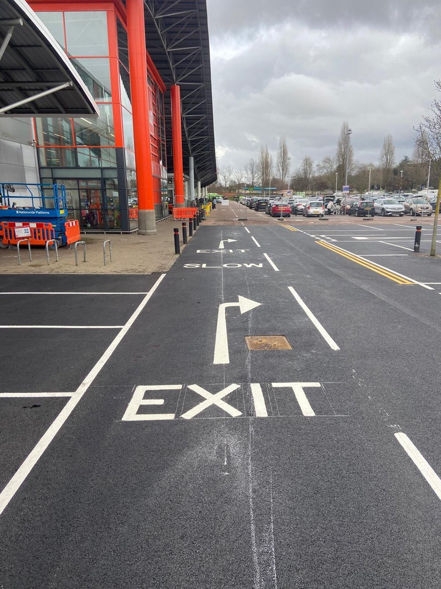jmclarkltd's tweet photo. Great to be on site delivering a full car park re-mark for a new surfacing customer at this B&Q store.

Fresh white bay markings laid to restore clarity, improve traffic flow, and give the site a sharp, finished look — all completed efficiently and ready for customer use.

Big thanks to the surfacing team for the smooth coordination. We love getting involved at the final stage and seeing a job come together properly.

If you’re resurfacing a car park and need reliable, high-quality line marking, get in touch.

📍 Retail & commercial sites
🕒 Out-of-hours capable
🎯 Clean, compliant, consistent results

Get in touch for a FREE quote:
📞 0800 014 6241
📧 info@jmclarkltd.co.uk
🌐 https://t.co/KxawdVHVuD

#LineMarking #CarParkMarking #Surfacing #RetailCarParks #RoadMarking #FinalTouches #JMClarkLtd