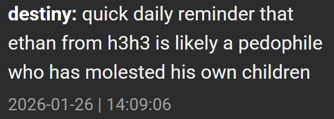 KweenInYellow's tweet photo. Meanwhile Ethan has still not taken any legal action against Destiny for saying this. 🤔 https://t.co/YhgqPJGW2q