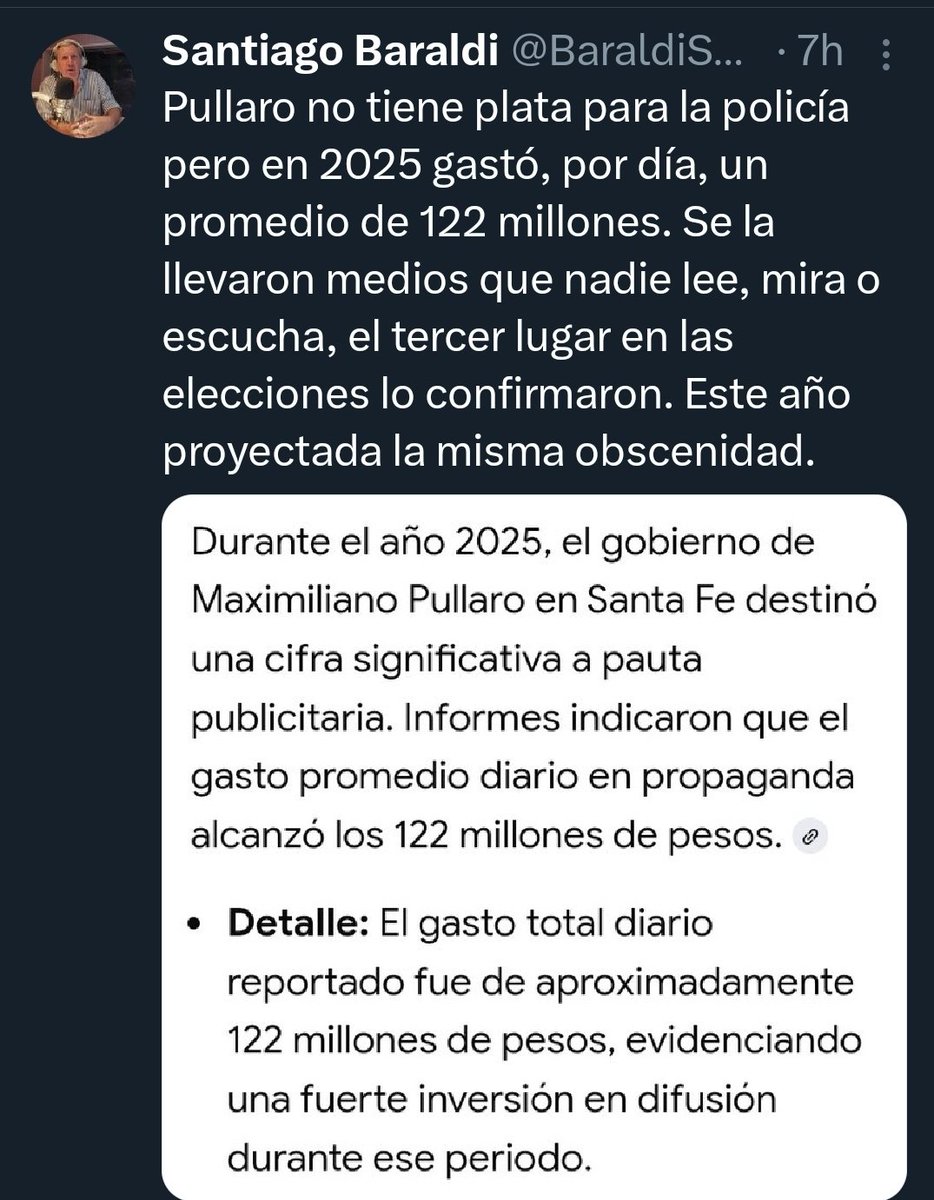 teagarredesgra's tweet photo. 122 millones por día en publicidad!!! #pullaro el peor gobernador de la historia de santa fe https://t.co/NaMzoIL1j1