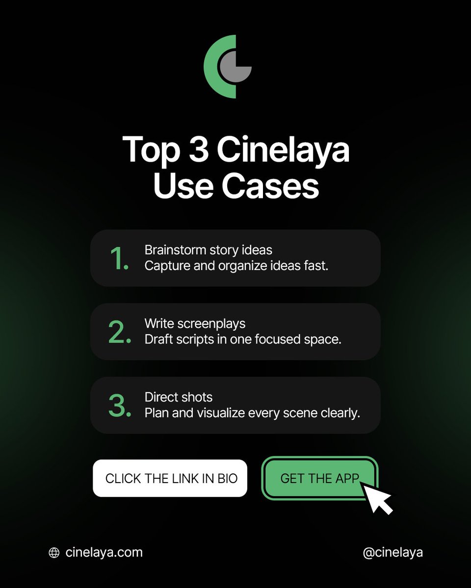 cinelaya's tweet photo. Every great film starts with a clear idea and the right tools to shape it.

Cinelaya is built for filmmakers who want to brainstorm story ideas, write screenplays, and plan shots in one focused space. https://t.co/4FRYgPC1U7