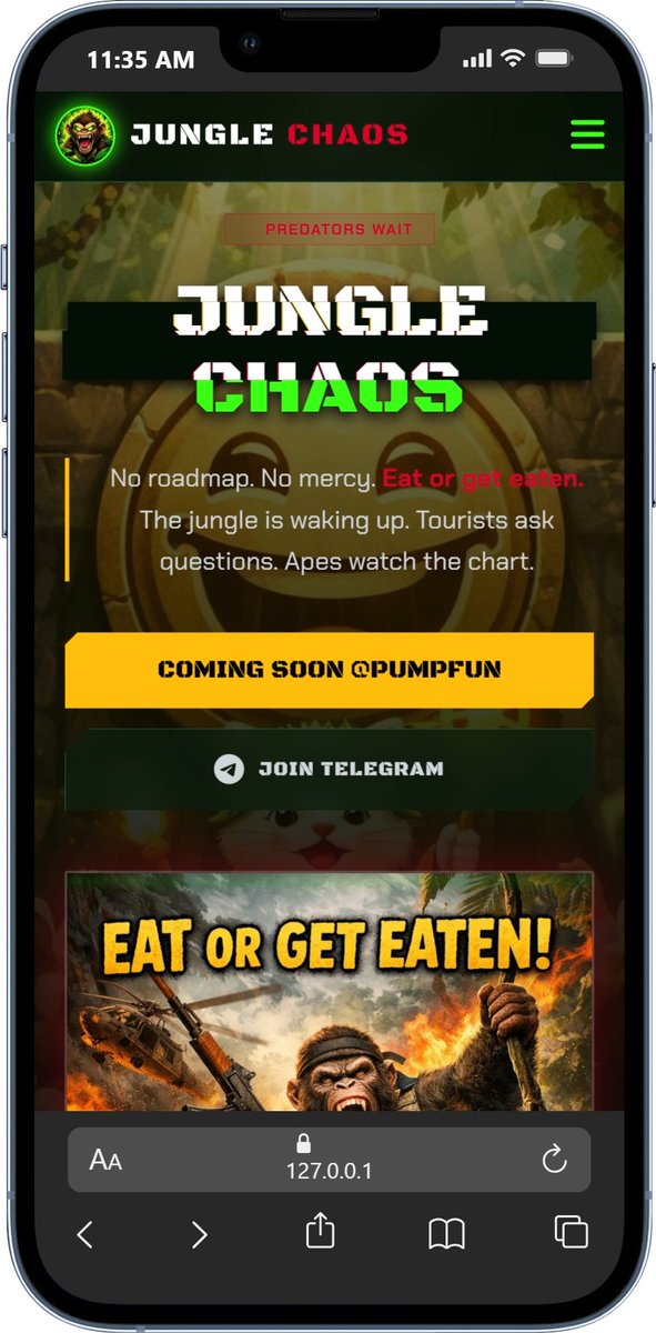 samdev_web3's tweet image. I designed a website for @JungleChaosMeme 

The dev asked me to post it and tag him to it.