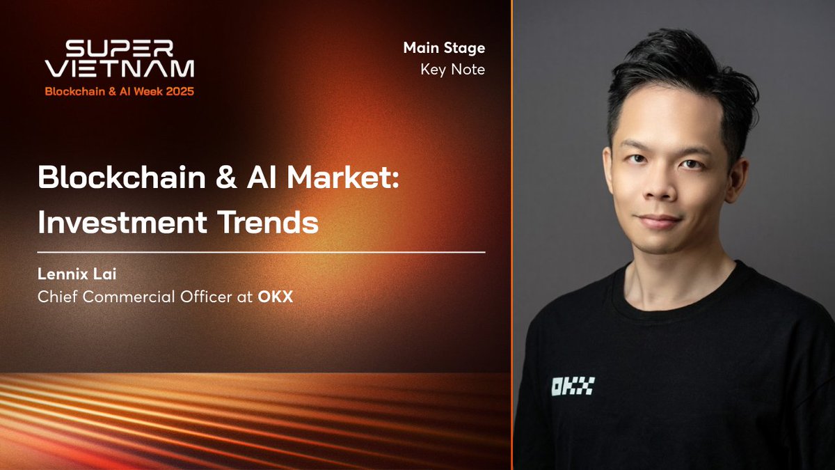 superedge_org's tweet photo. Discover the cutting-edge investment trends shaping the Blockchain & AI markets, from tokenized economies to global compliance!  

Exclusive keynote by @LennixOKX , Chief Commercial Officer at @okx, delivered live from the @super_vietnam 2025 Main Stage.  

Watch the full session here: https://t.co/7AjWBe4Jd4