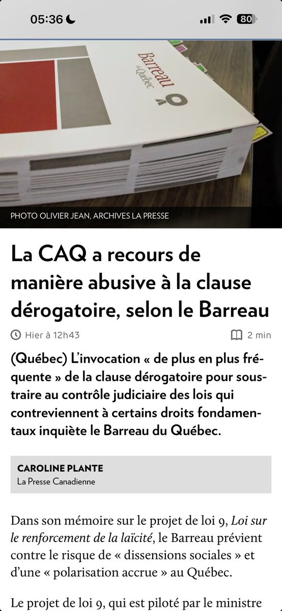 La CAQ=Gouvernement Autoritaire.
“Pourquoi un gouvernement suspendrait-il des droits fondamentaux qu’il proclame par ailleurs dans ses propres lois fondamentales sans même en permettre l’analyse par les tribunaux ?