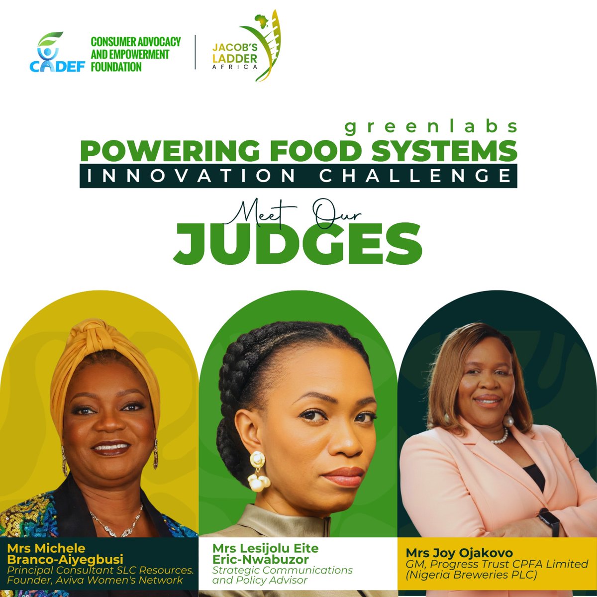 cadef_ng's tweet image. Great ideas need great minds to refine and elevate them, and we’re thrilled to announce the judges for the greenlabs Powering Food Systems Innovation Challenge.

Stay tuned to see which bold solutions will rise from the greenlabs Cohort 2 Innovation Challenge!
#CADEF #greenlabs