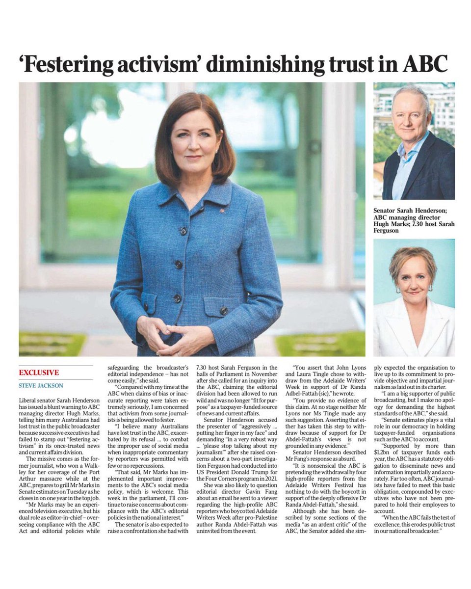 MikeCarlton01's tweet photo. I fear Ol’Sarah has never gotten over the ABC’s failure to recognise her luminous talent as an autocue reader. https://t.co/QEKVg0zQgo