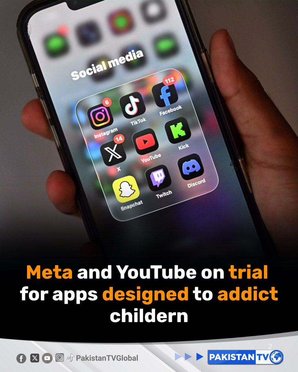 PakTVGlobal's tweet photo. A California lawsuit claims Meta and YouTube knowingly designed apps to addict children, with a young woman suing both companies for their role in the harm.
#MetaYouTubeLawsuit #TechAddiction #ProtectChildren #PakistanTV #PakistanTvglobal https://t.co/YdD2Ab4m2Q