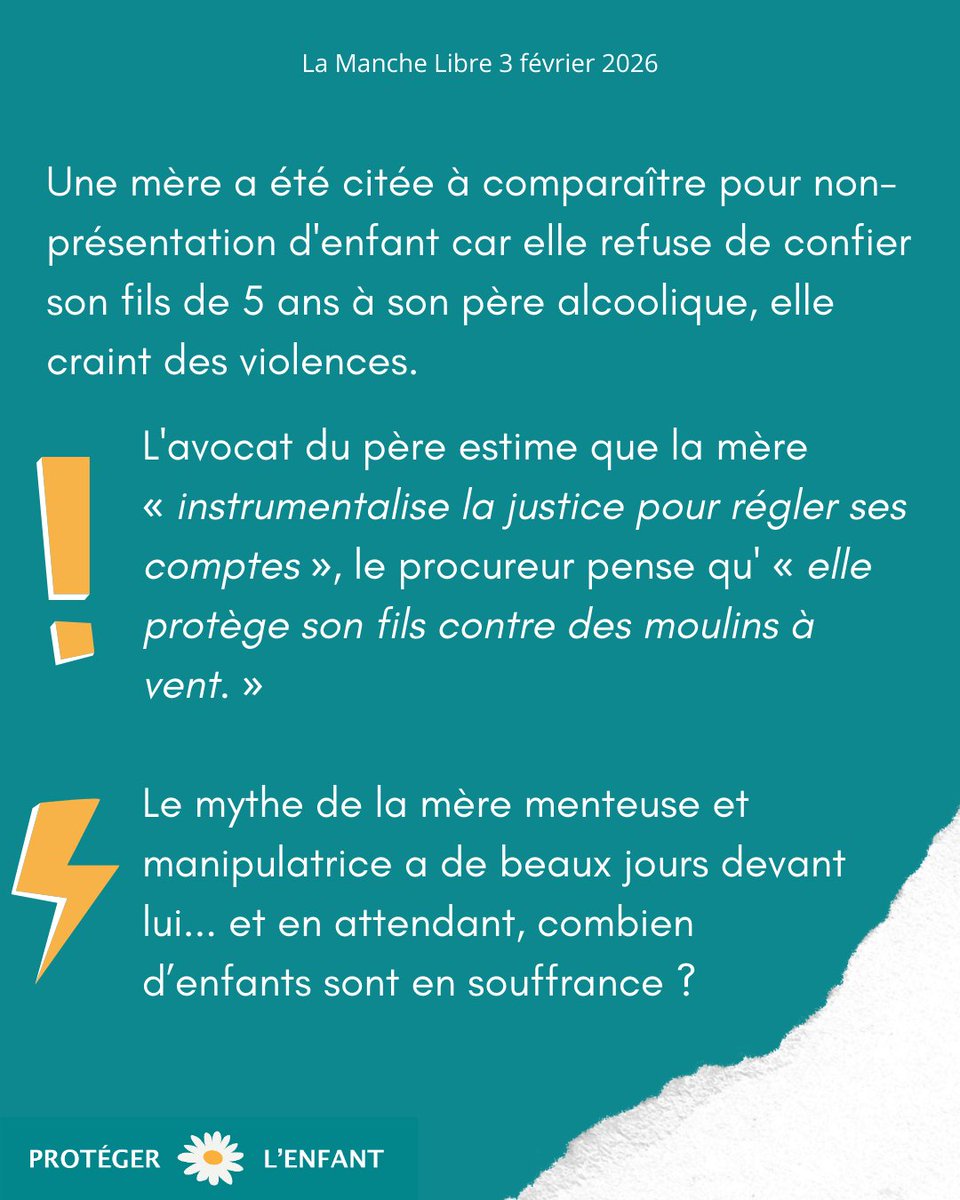 🔶 Rien ne change. Les sempiternelles croyances de la mère manipulatrice, menteuse, qui instrumentalise son enfant sont brandies une fois de plus. Le discours de l’#agresseur est bien rodé et nos institutions y adhèrent encore trop souvent.

👉 lamanchelibre.fr/actualite-1211…

#violences