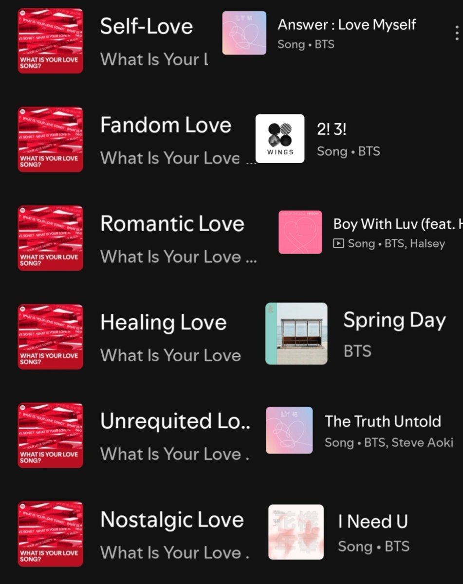 kookyun's tweet image. BTS have atleast one song that fits all of the different categories of love in the voting poll