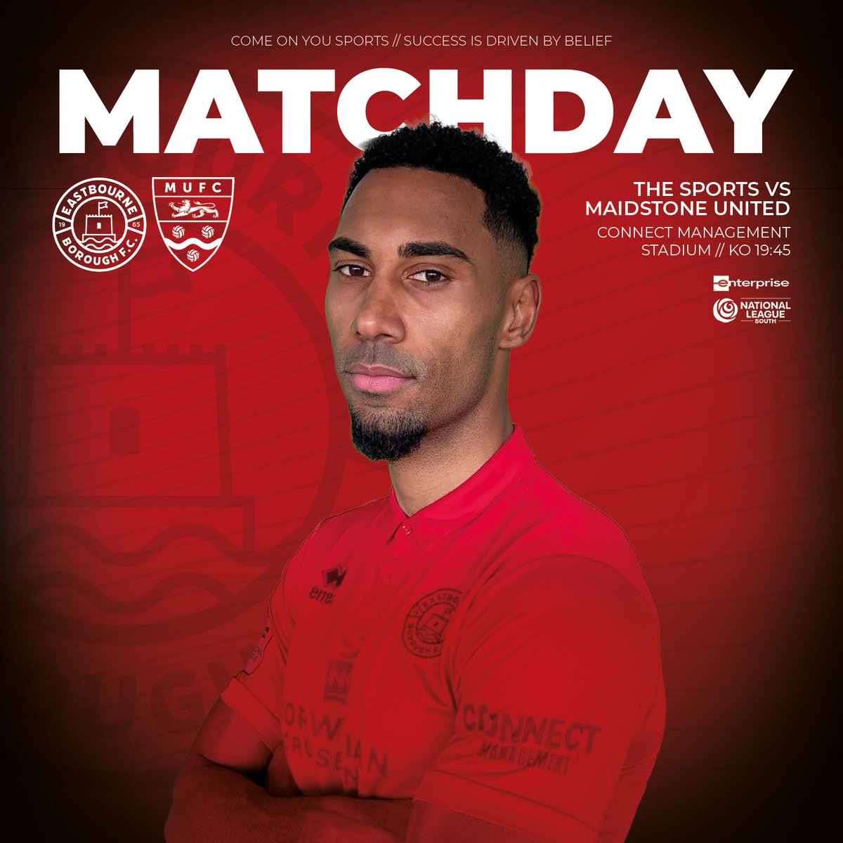 𝗠𝗔𝗧𝗖𝗛𝗗𝗔𝗬 at Connect Management Stadium 🏠

🆚 <a href="/maidstoneunited/">Maidstone United</a> 
🏆 <a href="/NL_Enterprise/">Enterprise National League</a> South
⏰ 19:45
📌 Priory Lane, BN23 7QH

Let's hear you, #EBFC supporters 😍📢