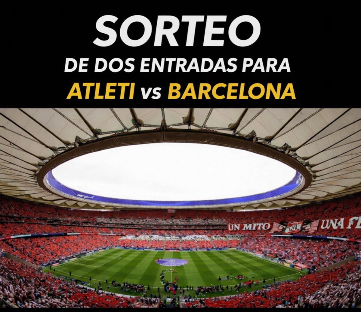 Me sobran 2 entradas para el Atleti vs Barcelona del jueves en el Metropolitano y las voy a regalar.

Aviso, SOLO A GENTE DEL ATLETI, para participar en el sorteo seguidme en Instagram 👉 Instagram.com/limonbets_