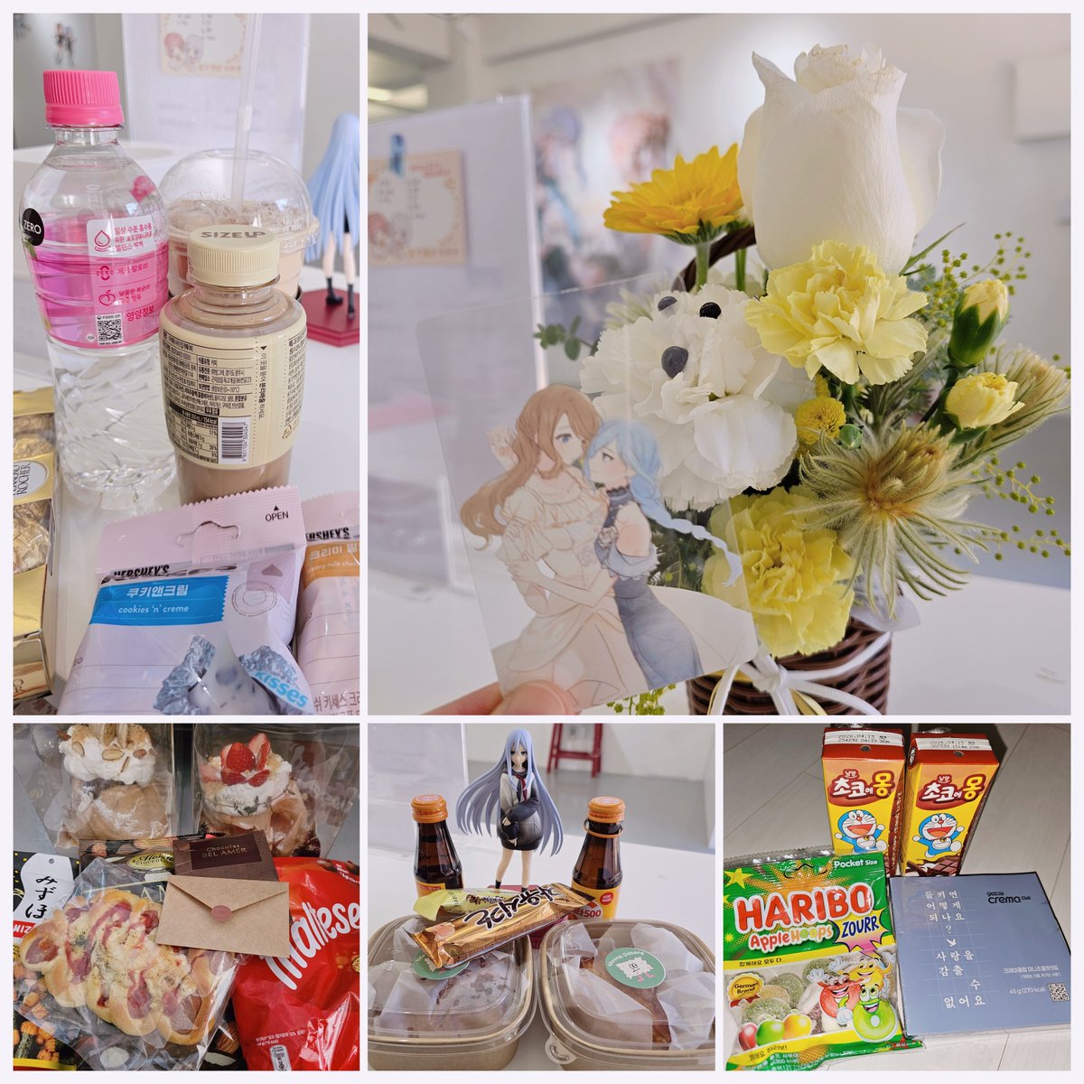 사진에 담지 못한 선물들도 있는데 다들 정말 감사합니다...🥹❤️ 평생 잊지 못할 기억이 될 것 같아요. 칸혼 전시회 보러와주시고 응원해주신 모든 분들께 다시 한 번 감사의 말씀을 전합니다...🫶🥧🎼🥧🫶