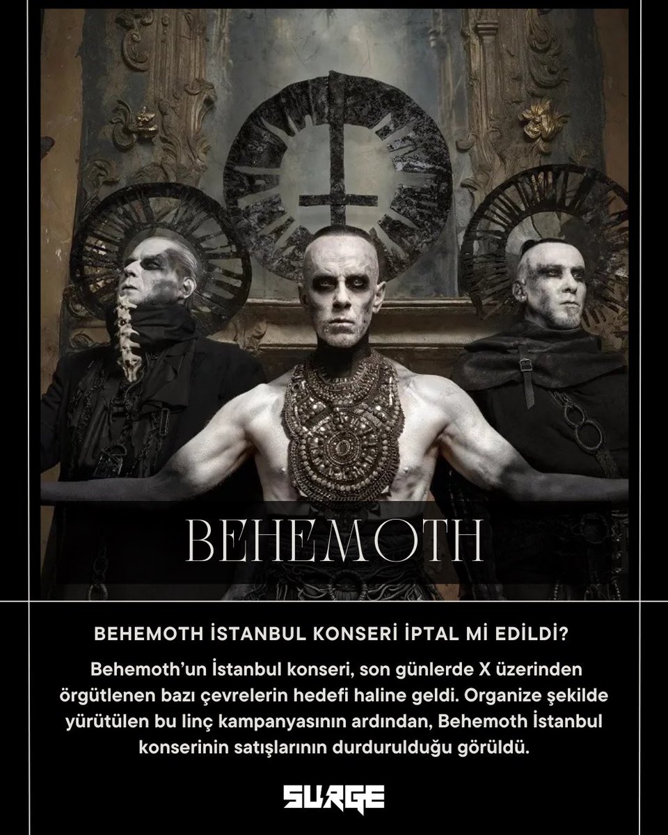 Behemoth İstanbul Konseri İptal Mi Edildi?

Behemoth’un İstanbul konseri, son günlerde X üzerinden örgütlenen bazı çevrelerin hedefi haline geldi. Organize şekilde yürütülen bu linç kampanyasının ardından, Behemoth İstanbul konserinin satışlarının durdurulduğu görüldü.

Ayrıca bu
