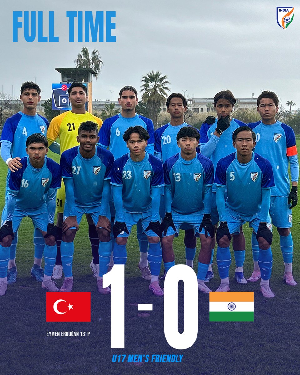 IndianFootball's tweet photo. The India U17 men's team narrowly went down to Türkiye in the first friendly match in Antalya today. 🇹🇷🇮🇳
Match report 👉 https://t.co/hTIMiWARQa
#TURIND #BlueColts #IndianFootball ⚽️ https://t.co/Wa89BnsI8u