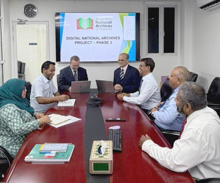 ArchivesMv's tweet photo. Digital National Archives Phase 3 continues in Malé with two UK consultants now onsite for their planned face‑to‑face activities. Our Brazil‑based consultant will join the team later this week.

@presidencymv  @YouthGovMv   @faresAmiru https://t.co/Z1LAstBqNi