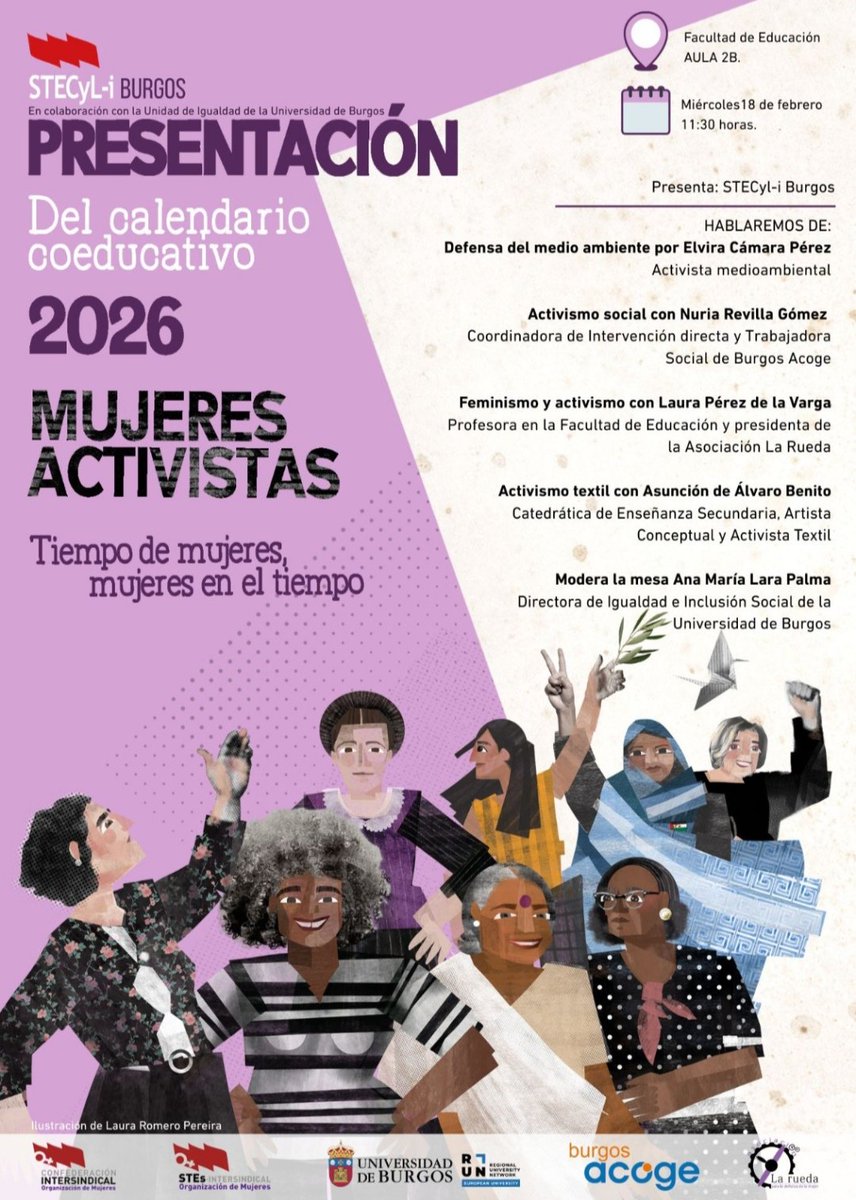 OrgMujeresCI's tweet photo. Siguen las presentaciones de nuestro calendario,esta vez serán en Menorca y Burgos 💜💜
@SindicatoSTECyL #Stei _feminisme
#organizaciondem https://t.co/yvOy8HE7Ka