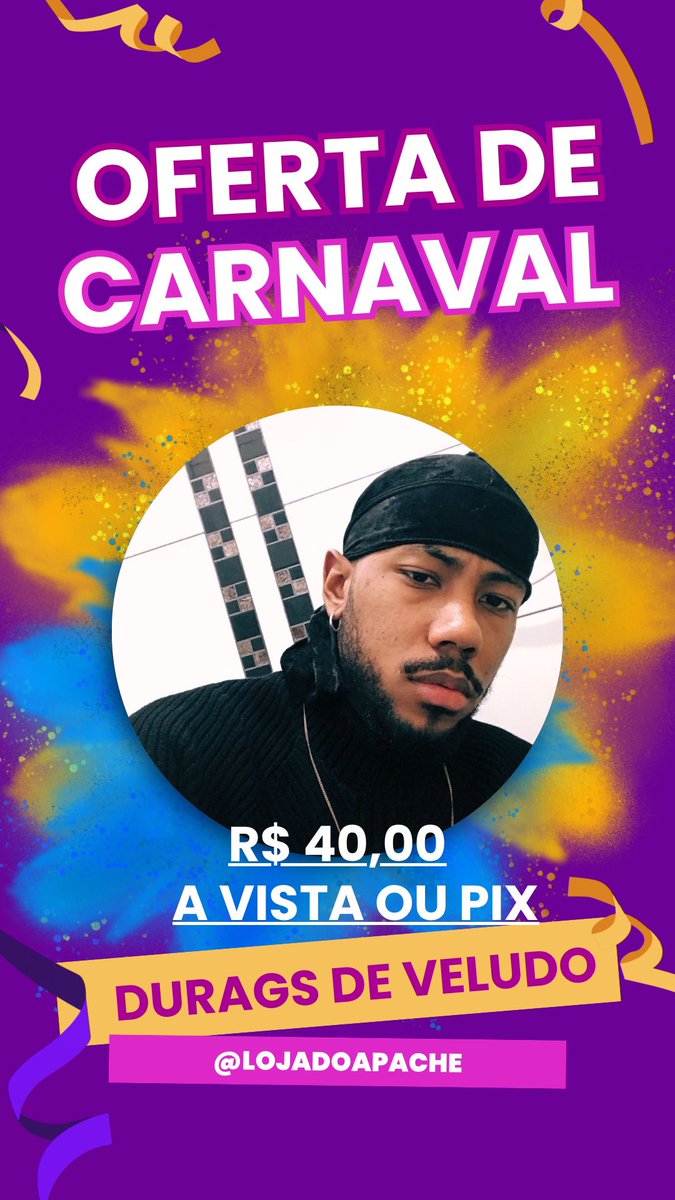 lojadoapache's tweet image. Promoção de Carnaval ! Durags disponíveis e com preços promocionais 💥

Chama na dm, ou segue na rede vizinha a @lojadoapache