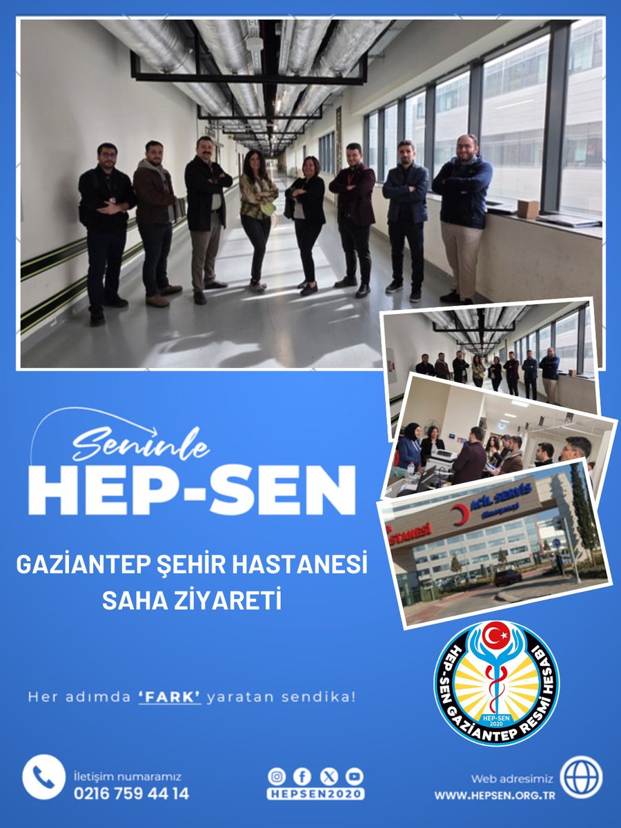 HEP-SEN Genel Merkez Yönetim Kurulu Üyelerimiz Ozan Deniz Kaçar ve Yasin Aldemir, Gaziantep İl Yönetimimiz ile birlikte Gaziantep Şehir Hastanesi’nde saha ziyaretlerini gerçekleştirdi. Sağlık emekçilerimizin sorunlarını yerinde dinlemeye ve çözümün adresi olmaya devam ediyoruz.