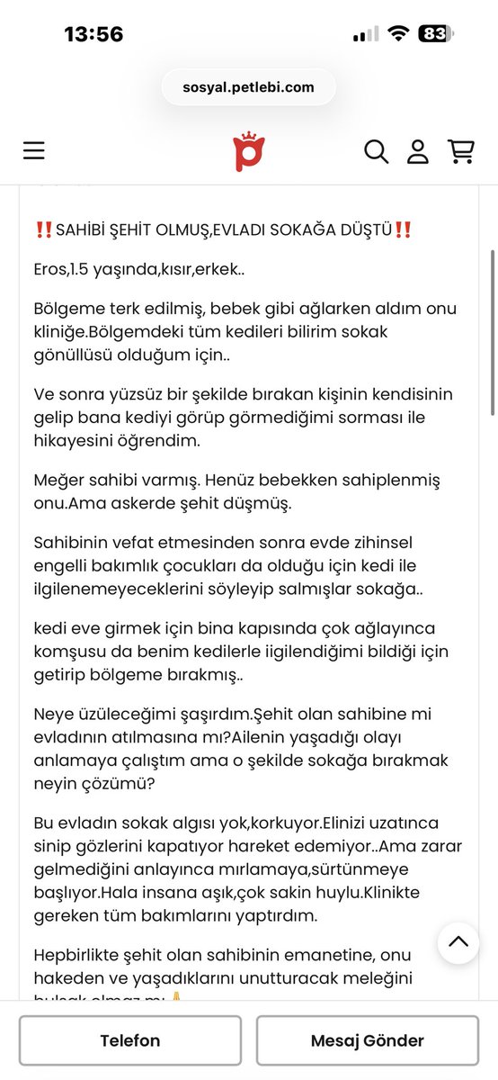 miaandbellasmom's tweet image. Günlerdir bu ilana ağlıyorum şehidimizin emanetine bile sahip çıkamamışlar… ne olursunuz elden ele yayalım bir yuva bulalım bu çocuğa… 😔🙏🏻🇹🇷
