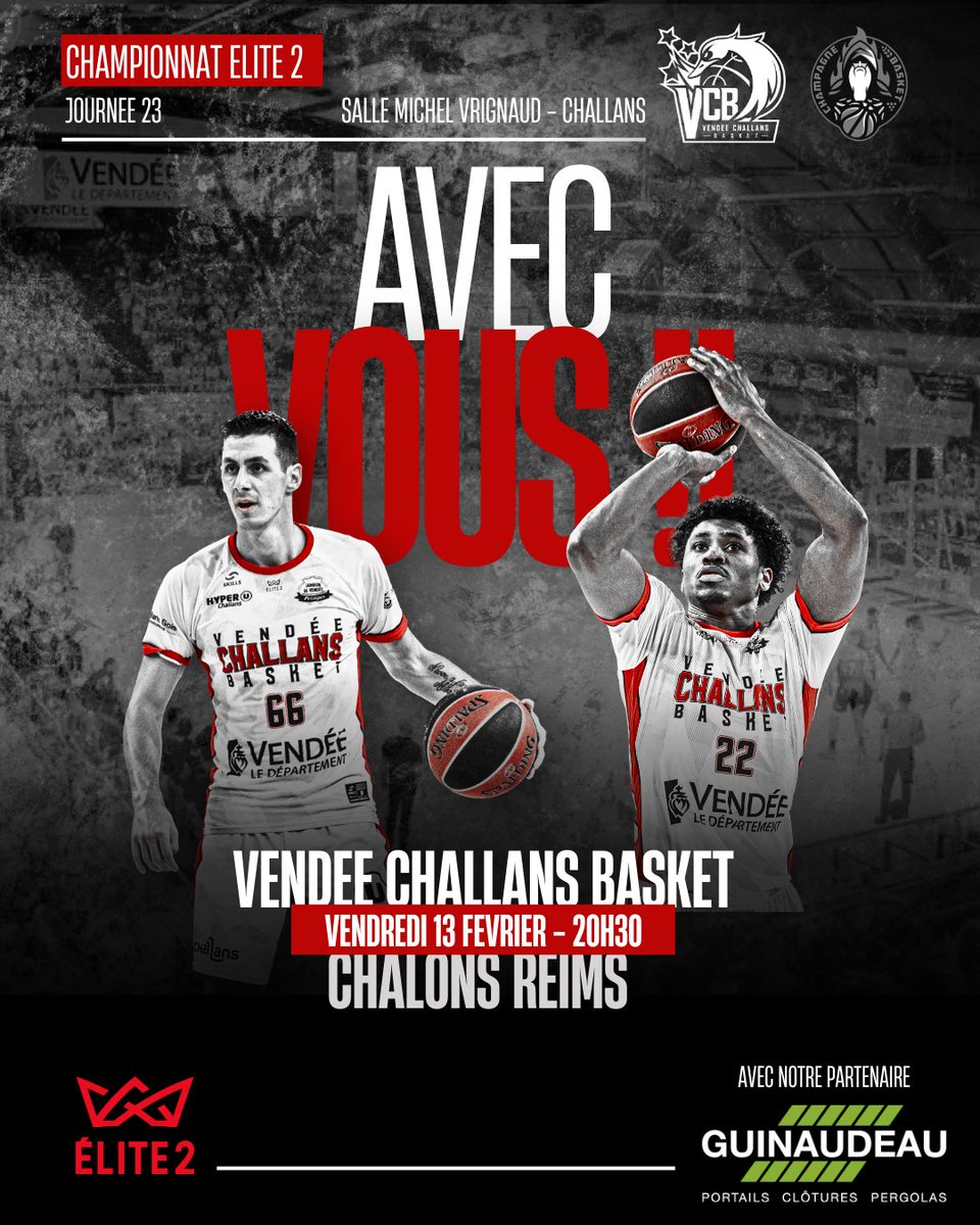 VCBofficiel's tweet photo. ๐๐ซ๐จ๐๐ก๐๐ข๐ง ๐ฆ๐๐ญ๐๐ก | Et si la chance tournait en ce vendredi 13 ? ๐ค๐
๐ | #Elite2 - Journรฉe 23
๐ | @ChampBasketOffย
๐๏ธ | Salle Michel Vrignaud
๐๏ธ | Vendredi 13 fรฉvrier 2026
๐ฃ | 20h30
๐ค | Guinaudeau
#VCBFamily https://t.co/FfSmpC2tal