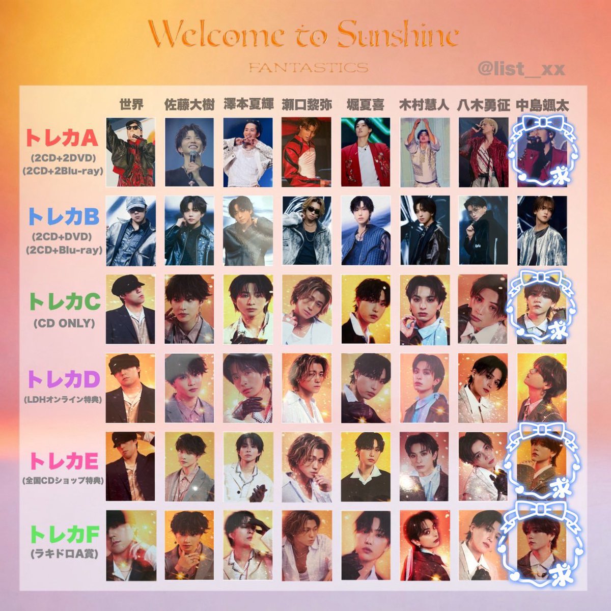 FANTASTICS ファンタ トレカ 交換 Welcome to Sunshine BEST ALBUM