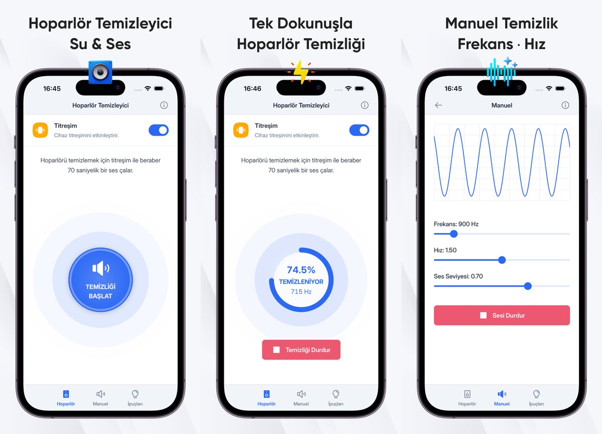 ugurdalkiran's tweet photo. ✨ Yeni bir uygulama yayınladım.
🔊 Hoparlör ve ahizeye kaçan suyu ve tozu güçlü ses dalgalarıyla dışarı atarak temizleyin.
#react #reactnative #indiedev #indiehackers #buildinpublic #MobileAppDevelopment #appstore #Android #AndroidDevs #GooglePlay https://t.co/KJ2L2n7XuY