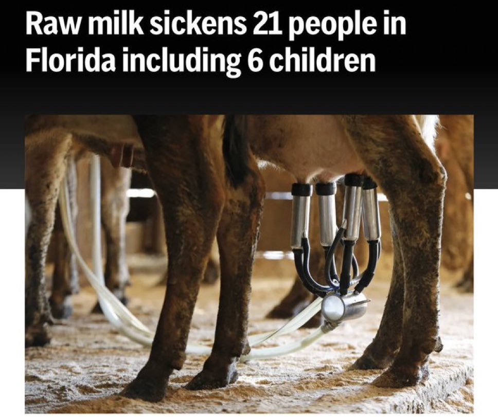 DrNeilStone's tweet image. Florida: 21 people fall ill after drinking raw milk 

If ONLY someone had invented a way to remove harmful bacteria from milk...