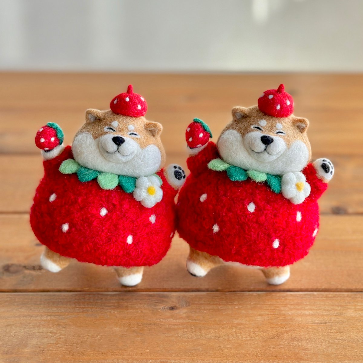 イチゴ柴さん🍓✨ #羊毛フェルト