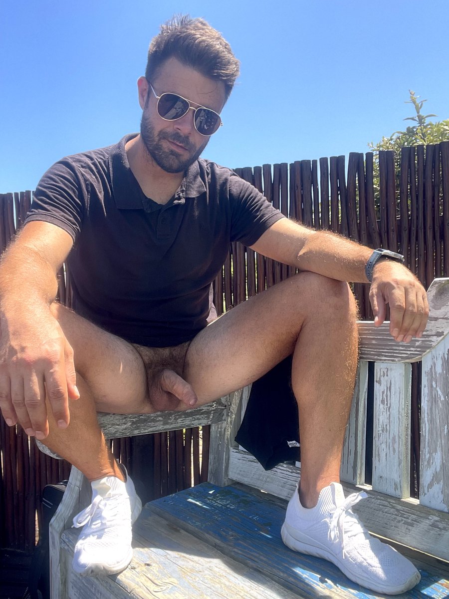 Weather giving us one final hot afternoon before the grey fucks it up ☀️ Deck time = pants history. Seabreeze stroking my heavy balls, wind tickling right up under them… already leaking a bit thinking about it 😈 Who’s stroking to the same view today? DM if you want the