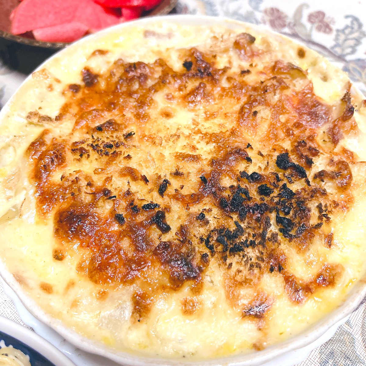 今日の夕食🍽️2026.02.10 🌸ハンバーグ🍳 🌸ホタテグラタン 🌸豆