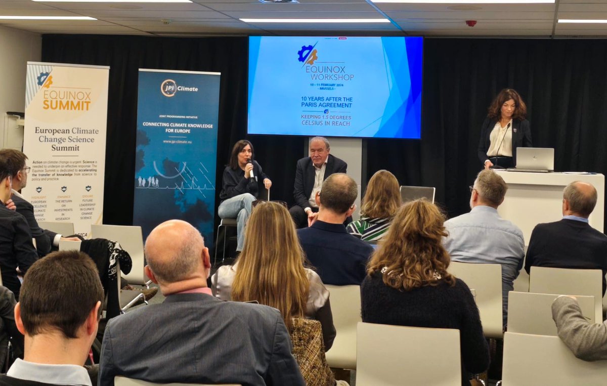 JPIClimate's tweet photo. The Equinox Workshop '10 years after the Paris Agreement: Keeping 1.5 degrees Celsius in reach” in Brussels has begun! 
Participants have a crucial day of discussions to look forward to, with experts talking  #CDR, #GHG emission reduction &amp; more

#CNF2026 #EquinoxProcess #COP31 https://t.co/KbE6d3eFlg