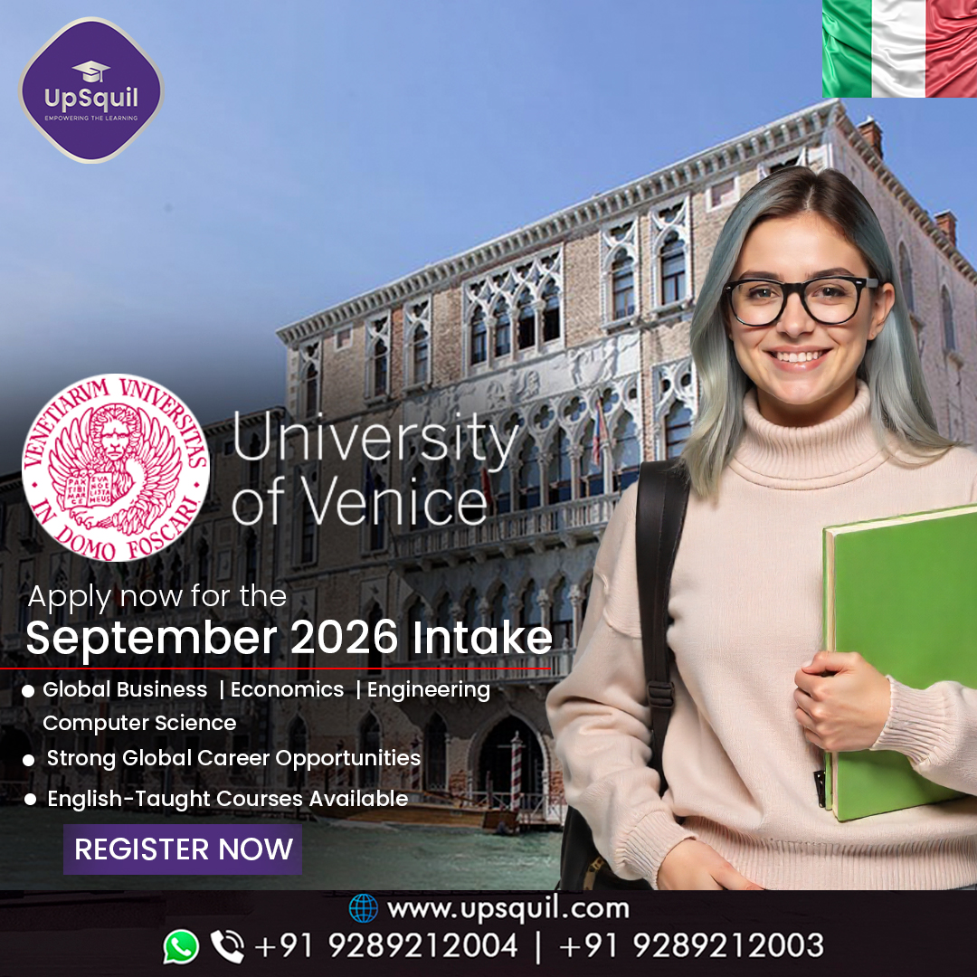 upsquil's tweet photo. Study in Italy at the prestigious University of Venice 🇮🇹
Apply now for the September 2026 intake and shape your global future.

☎️ +91 9289212004 | +91 9289212003
🌐 https://t.co/I3nIfraSuX | contact@upsquil.com

#StudyInItaly #UniversityOfVenice #StudyAbroad2026 #ItalyEducation https://t.co/pcP1QxZPRo