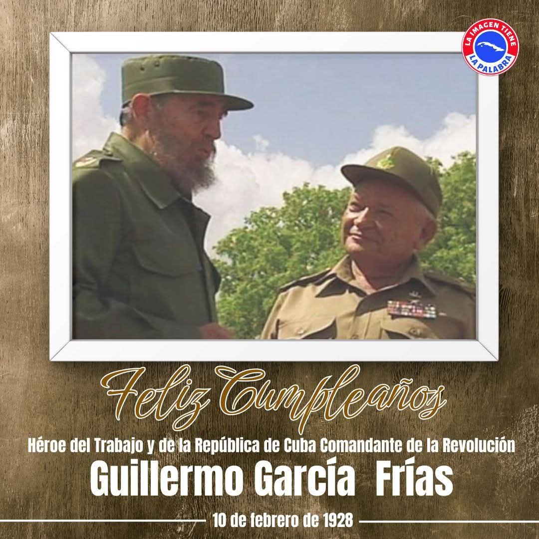 ‼️ Este 10 de febrero, celebramos los 98 años de vida del Comandante de la Revolución Guillermo García Frías,símbolo de firmeza y lealtad.  
✨ Con apenas 30 años alcanzó el grado de Comandante y en 1958 se convirtió en el primer campesino en unirse al Ejército Rebelde.   
 #Cuba