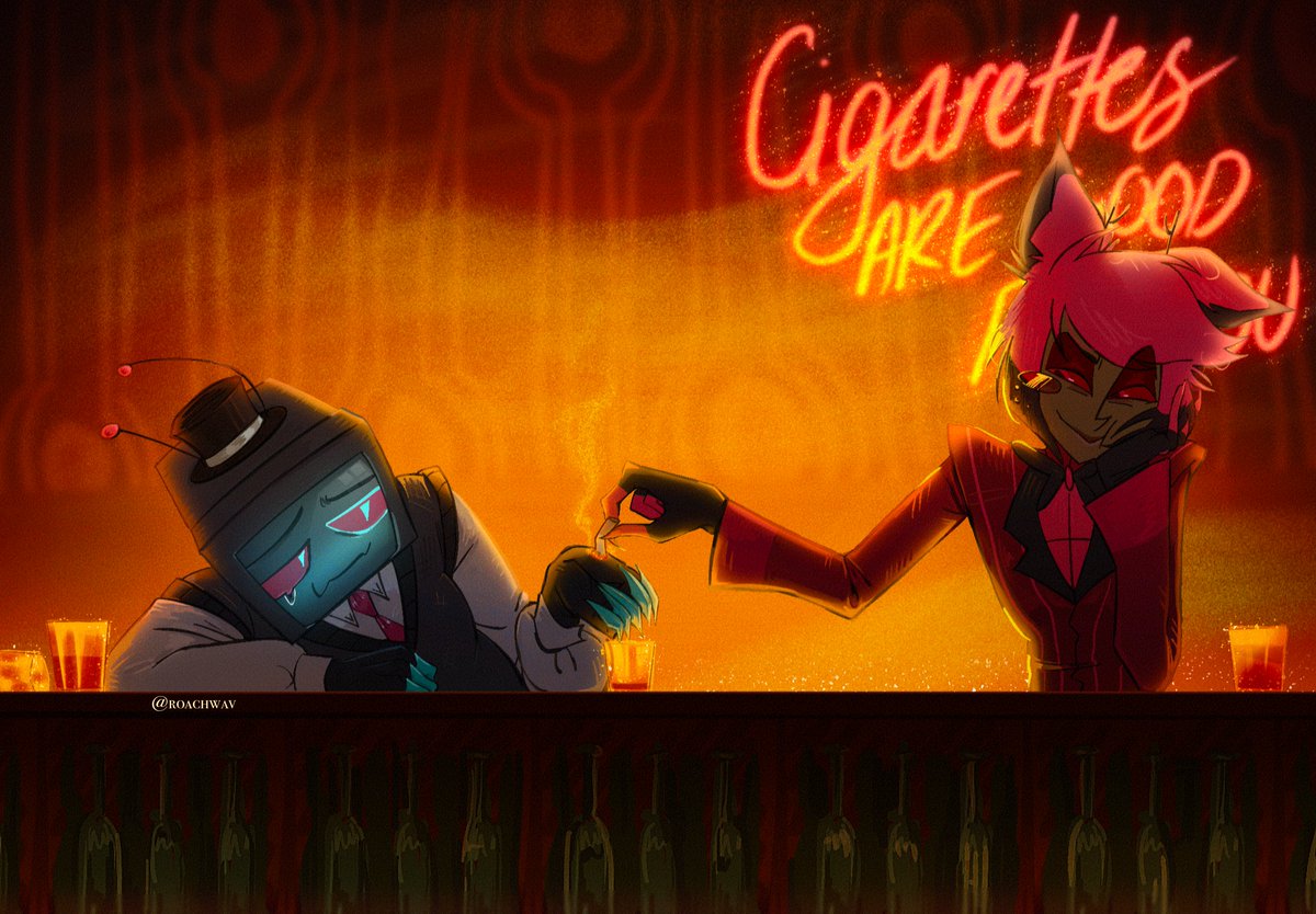 roachwav's tweet photo. testing boundaries — or the lack of them!

#HazbinHotel #RadioStatic #Alastor #Vox https://t.co/5IcuNF0cSx