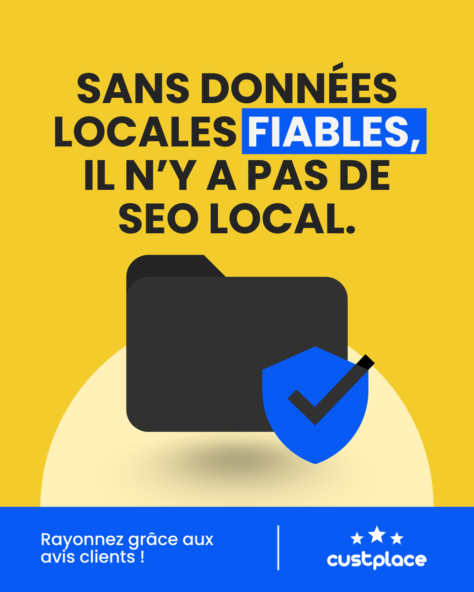 Nom, adresse, téléphone, horaires.

Ces informations sont la base du SEO local.
Une seule incohérence peut impacter votre visibilité.
Pourquoi la fiabilité des données est essentielle
Article: fr.custplace.com/business/7-con…