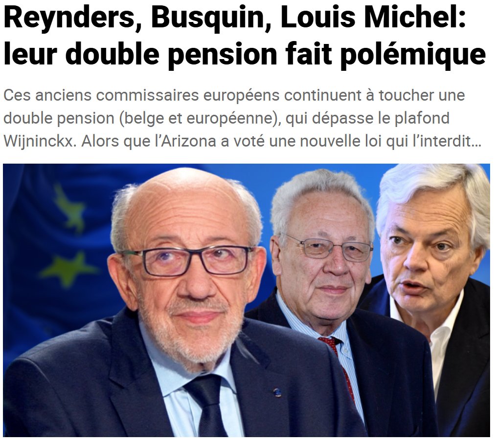 Louis Michel (MR) : 16 575,55 € de pension.
Philippe Busquin (PS) : 14 605,88 € de pension.
Didier Reynders (MR) : 12 636,21 € de pension.
...

163 personnes dépassent le plafond Wijninckx (8.290,00 €) grâce à une pension supranationale et certains refusent de communiquer le