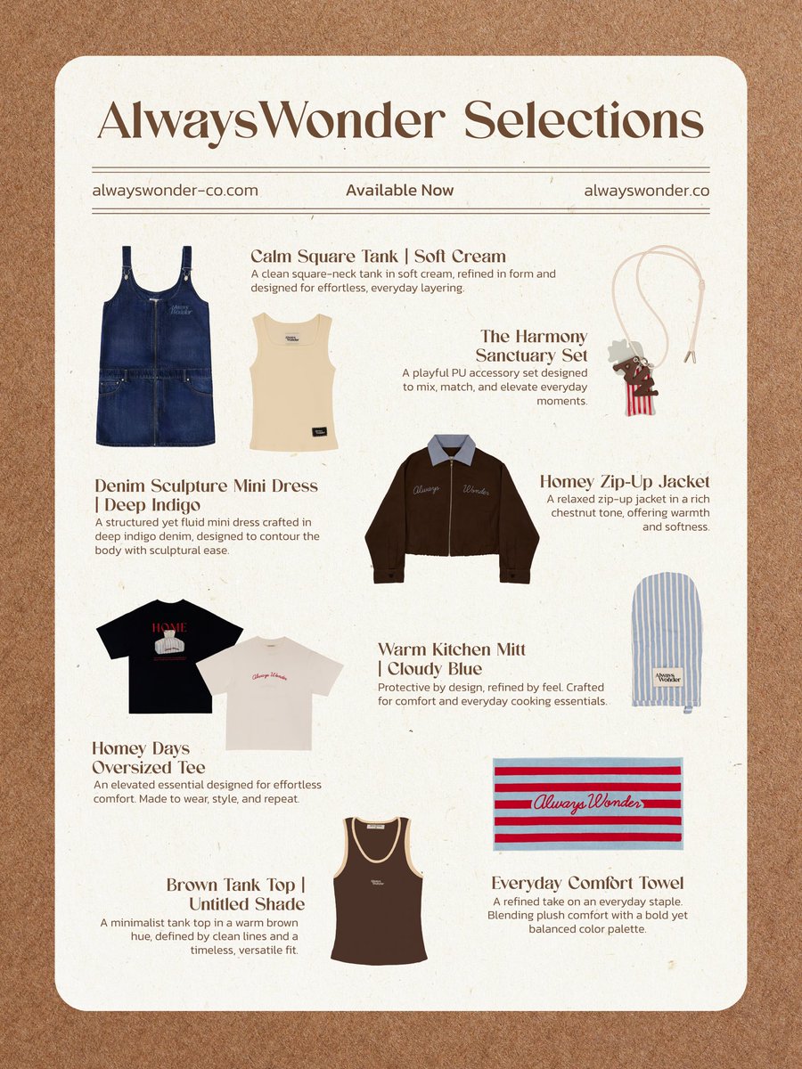 AlwaysWonder Selections.
A thoughtful edit of everyday essentials, made to feel quietly special.

Select yours NOW on:
🌐 Website: alwayswonder-co.com
🔗 LINE Shopping: shop.line.me/@alwayswonder.…

#AlwaysWonder