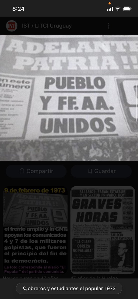En Febrero de 1973 mientras Sanguinetti renunciaba a su cargo de Ministro por el avance militar el Popular ( diario del PCU) publicaba esta editorial que han tratado de desaparecer de toda biblioteca pública. Más caretas imposibles