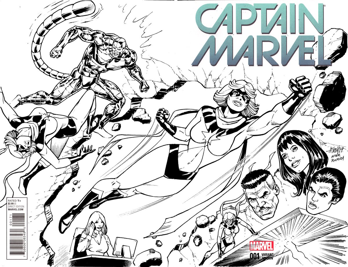 Always loved the first issue cover to Ms.Marvel by John Buscema and her first costume! So here’s my wrap-around sketch cover homage.